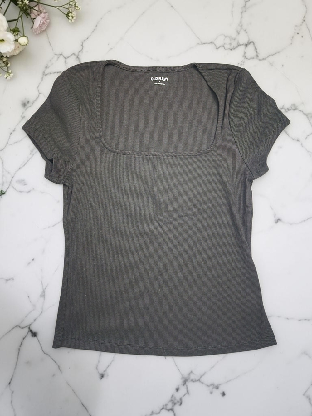 Old Navy Black Square Neck Short Sleeve Tee - Picture 1 of 6